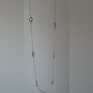 Ann Taylor Silver Long Necklace with Circular Accents